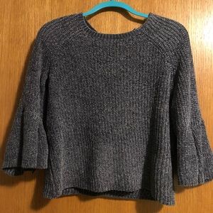 Gray bell sleeve chenille sweater size PS